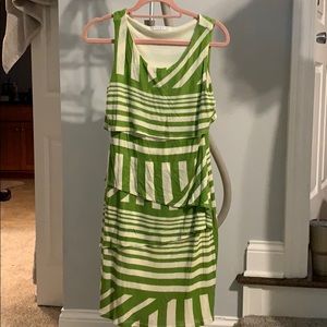 Potter’s Pot sleeveless green and cream dress